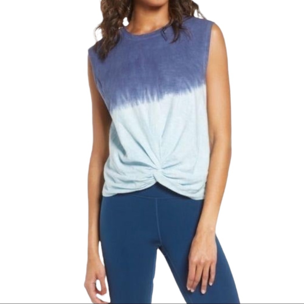 Zella Dip Dye Twist Top Dark Blue/Gray & Blue Size XL